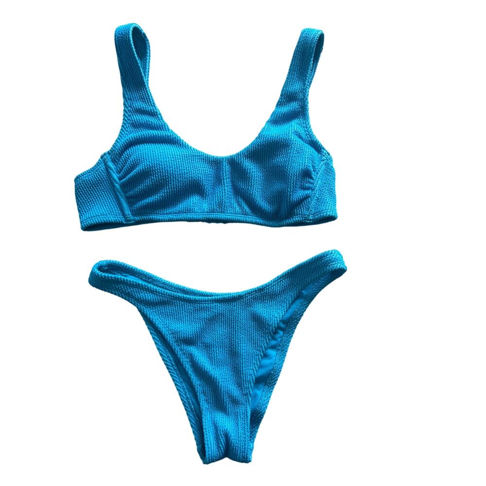 Wild Fable Turquoise Blue Ribbed Bikini - Medium Top, Small Bottom